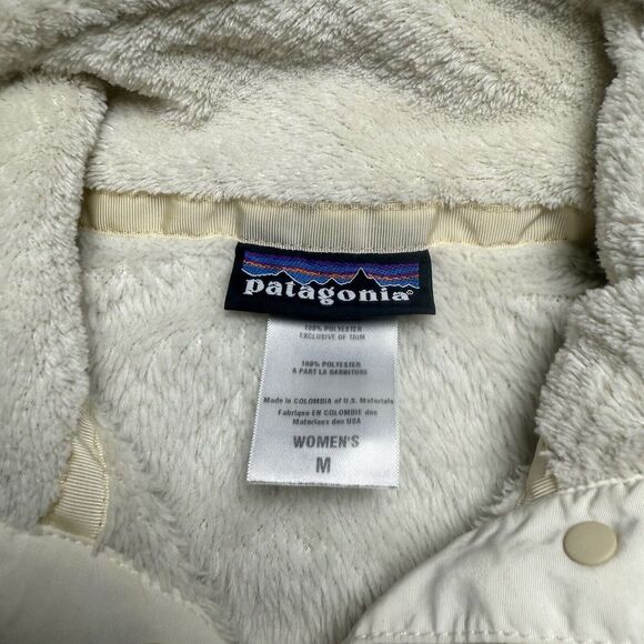 Patagonia Snap T Monkey Fleece Fuzzy Pullover Womens Size Medium Solid Off White - Picture 3 of 8